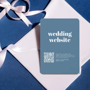 Minimalist Pastel Blue Couple Photo & QR Code Desi RSVP Card