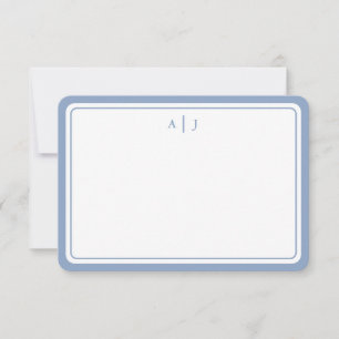 Minimalist Pastel Blue Monogram Round Border Card