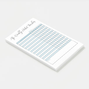 Minimalist Pastel Blue Weekly Habit Tracker Post-it Notes