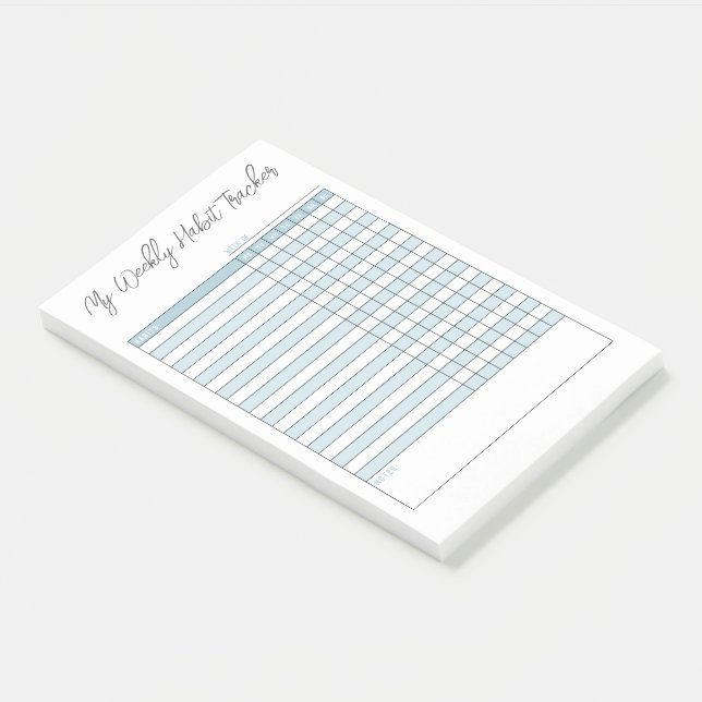 Minimalist Pastel Blue Weekly Habit Tracker Post-it Notes (Angled)