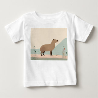 Minimalist Pastel Capybara Baby Tee