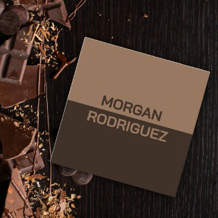 Minimalist pastel chocolate colours modern QR code Square Business Card