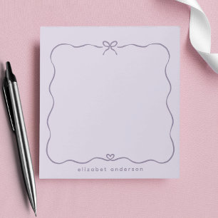 Minimalist Pastel Cute Bow Monogram Name Notepad