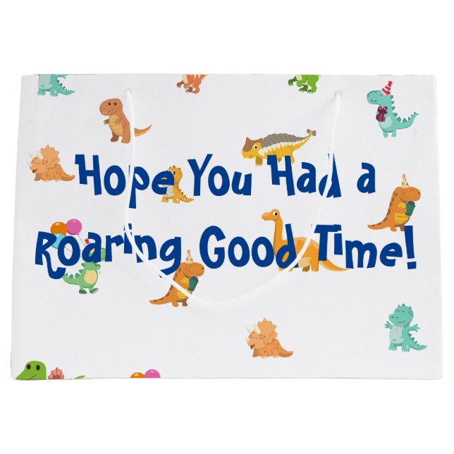 Minimalist Pastel Dinosaur Party Favour Bags (Front)