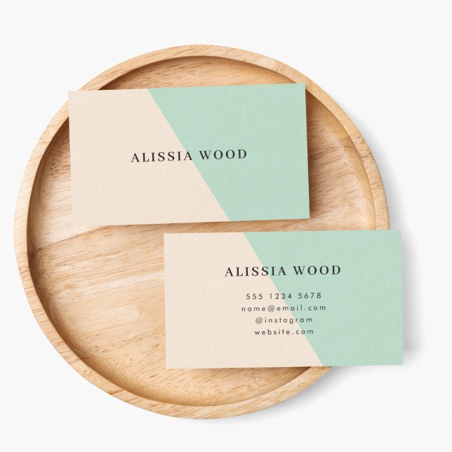 Minimalist Pastel Dual Tone Mint & Natural Business Card (Creator Uploaded)