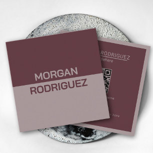 Minimalist pastel earthy colors modern QR code Square Business Card