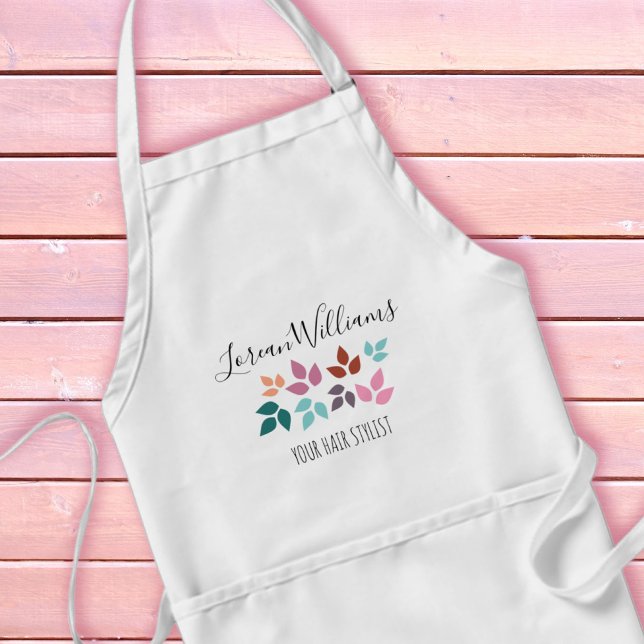 Minimalist Pastel Floral Hair Stylist Boho Leafy Standard Apron (Creator Uploaded)
