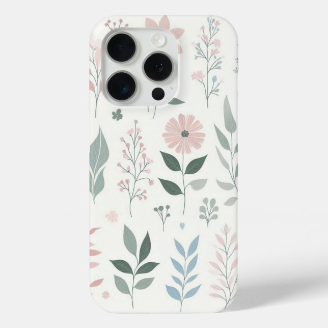 Minimalist pastel floral phone case (Back)