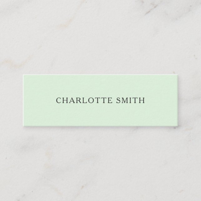 Minimalist pastel green modern business cards (Front)