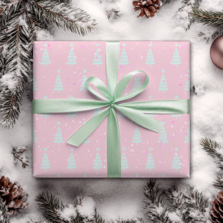 Minimalist Pastel Green Tree Wrapping Paper