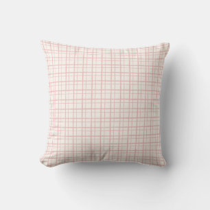 Minimalist Pastel HandDrawn Grid Check Ballet Pink Throw Pillow