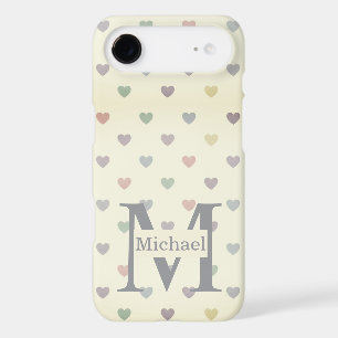 Minimalist Pastel Heart Pattern Custom Monogram 