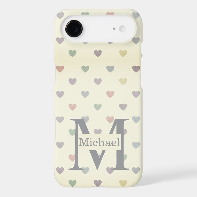 Minimalist Pastel Heart Pattern Custom Monogram  (Back)