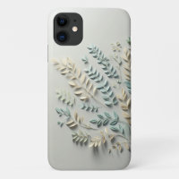 Minimalist Pastel Leaf Paper Cut Art - Modern Bota