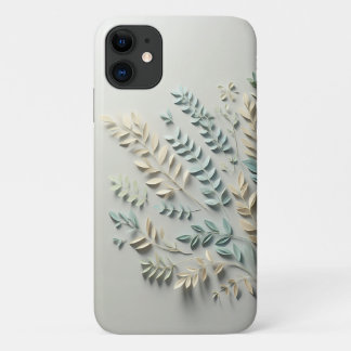 Minimalist Pastel Leaf Paper Cut Art - Modern Bota iPhone 11 Case
