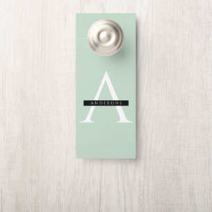 Minimalist Pastel Mint Personalized Name Door Hanger