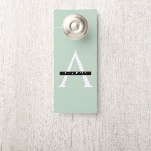 Minimalist Pastel Mint Personalized Name Door Hanger (On Knob)