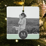 Minimalist Pastel Mint Personalized Name & Photo  Ceramic Ornament<br><div class="desc">Minimalist Pastel Mint Personalized Name & Photo</div>