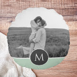 Minimalist Pastel Mint Personalized Name & Photo Round Pillow<br><div class="desc">Minimalist Pastel Mint Personalized Name & Photo</div>