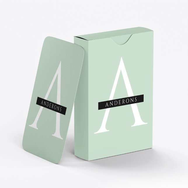 Minimalist Pastel Mint Personalized Name Playing Cards (Creator Uploaded)