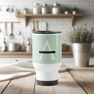 Minimalist Pastel Mint Personalized Name Travel Mug