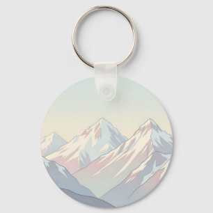 Minimalist Pastel Mountain Range Landscape Keychain