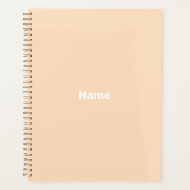 Minimalist pastel peach custom text year monogram planner (Front)