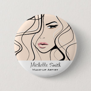 Minimalist Pastel Peach Elegant Feminine Makeup 2 Inch Round Button