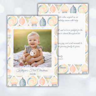 Minimalist Pastel Personalized Photo Christmas Holiday Card