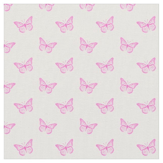 Minimalist Pastel Pink Butterfly Pattern Fabric (Close Up)