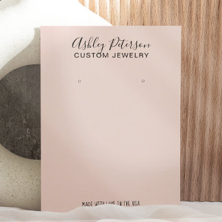 Minimalist pastel pink jewellery earring display business card