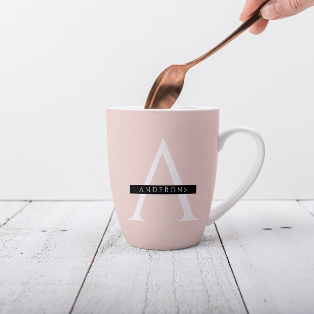 Minimalist Pastel Pink Personalized Name Latte Mug (Creator Uploaded)