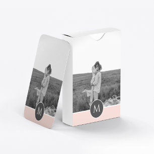 Minimalist Pastel Pink Personalized Name & Photo Playing Cards