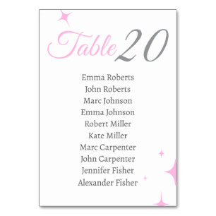 Minimalist Pastel Pink Script Wedding Seating Plan Table Number