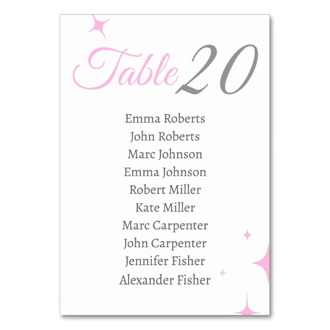 Minimalist Pastel Pink Script Wedding Seating Plan Table Number (Front)