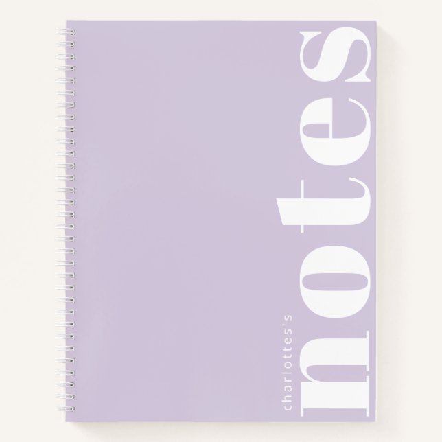 Minimalist Pastel Purple Typography Modern Custom Notebook (Front)