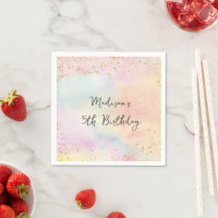 Minimalist Pastel Rainbow Gold Birthday