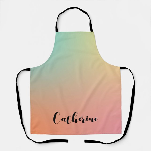 Minimalist Pastel Rainbow Handwriting Script  Apron (Front)