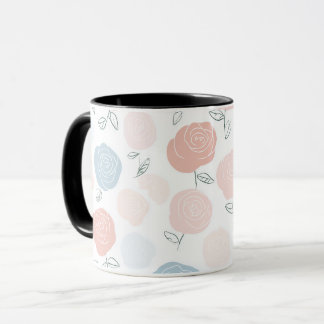 Minimalist Pastel Rose White Floral Pattern Mug