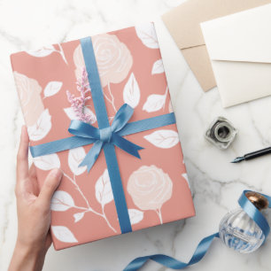 Minimalist Pastel Rose White Floral Pattern Wrapping Paper