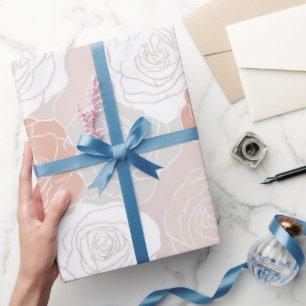 Minimalist Pastel Rose White Floral Pattern Wrapping Paper
