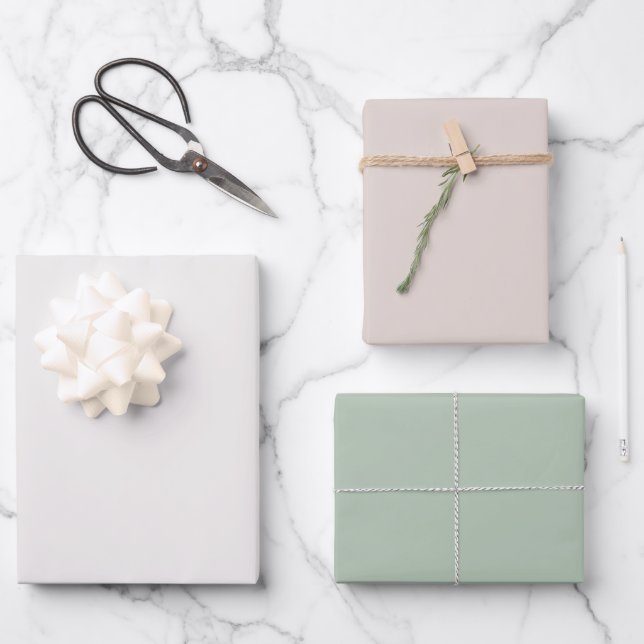 Minimalist Pastel Solid Colour Sage Green Theme  Wrapping Paper Sheet (Front)