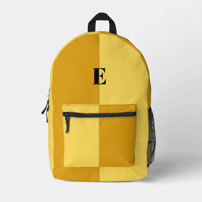 Minimalist Pastel Yellow Custom Name Backpack (Front)