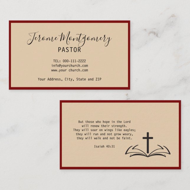 Minimalist Pastor Business Card (Front/Back)