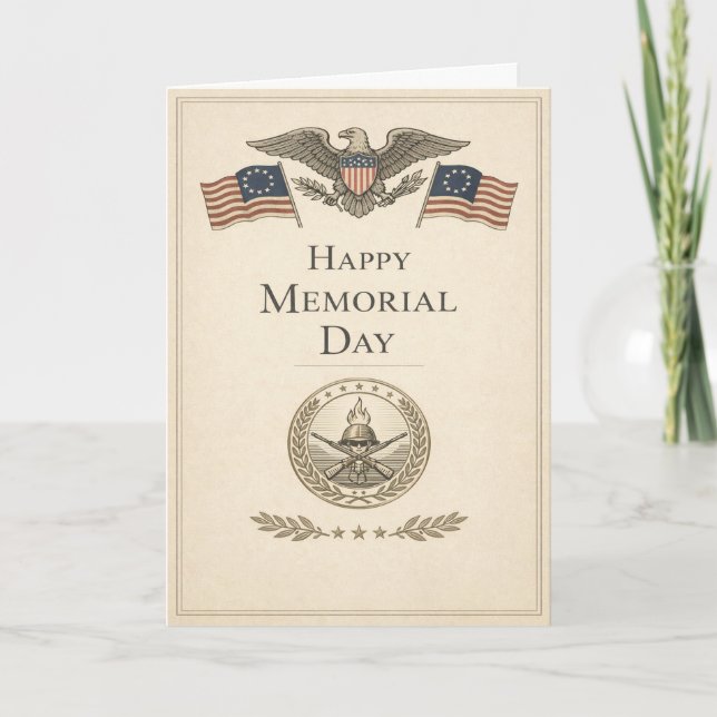 Minimalist Patriotic Memorial Day Card (Front)