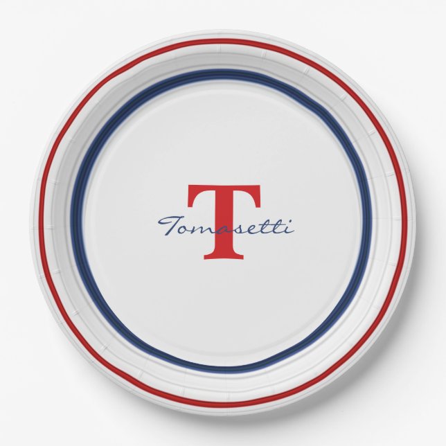 Minimalist Patriotic Red White and Blue Circles Paper Plate (Front)