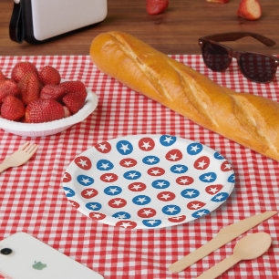 Minimalist Patriotic Stars Pattern Paper Plate