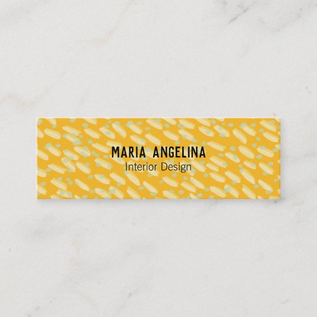 Minimalist pattern abstract dots and spots in gold mini business card (Front)