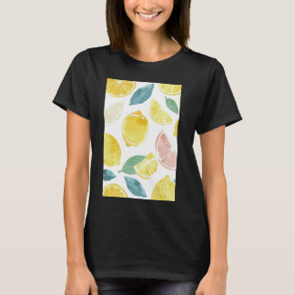 Minimalist Pattern Art Lemon Fruit Watercolor T-Shirt