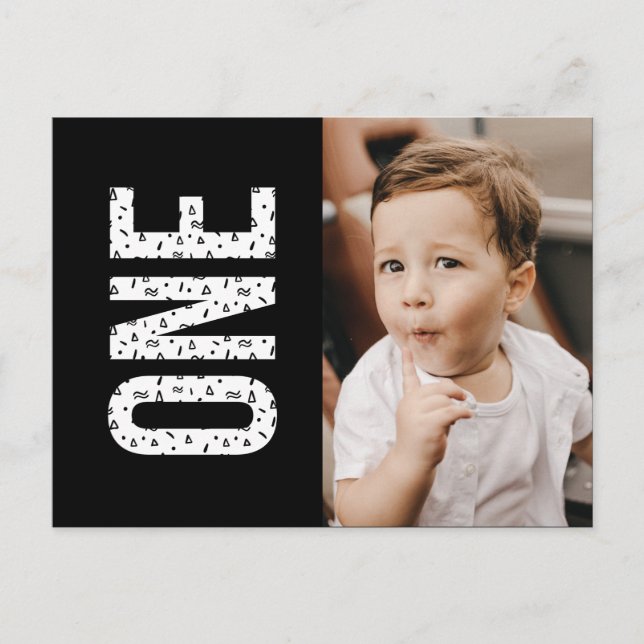 Minimalist Pattern Photo First Invitation Postcard (Front)